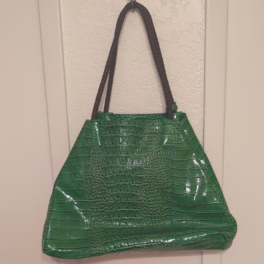Green Crocodile-Embossed Tote Bag